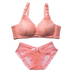 Комплект белья бюстгалтер для кормления и трусы с кружевом Розовый 990599